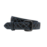 Ceinture de couette C en cuir noir de luxe avec motif de couture en diamant bleu pour hommes et femmes Designer matelassé élégant