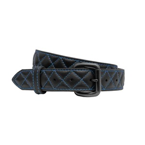 Cinturón de edredón C de cuero negro de lujo con patrón de costura de Diamante Azul para hombres y mujeres Diseñador acolchado elegante - Product Image 2