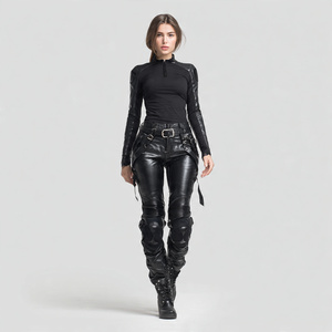 Women Skinny Sheepskin Leather Motorcycle Pants Genuine Streetwear Autumn Winter Leather Trousers - Product Image 1