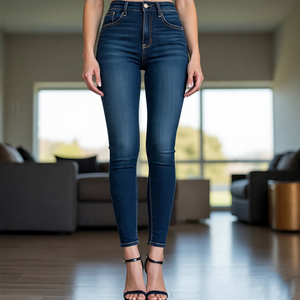 Pantalones vaqueros de cintura alta con botones al por mayor, pantalones acampanados, ropa de calle vaquera, pantalones vaqueros con bolsillos laterales hasta lavado a la piedra, pantalones vaqueros para mujer - Product Image 4