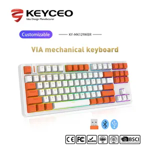 Factory Manufacturer Mechanical Keyboard BT+2.4G+USB Portable RGB Backlight Wireless Gaming Keyboards LED Backlit Support VIA