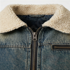 <b>Zip</b> <b>Up</b> Denim Jacket Minimalist Casual Jean Coat <b>Men's</b> Custom Logo Streetwear Fashion Outerwear Quality Supplier <b>Top</b> - Product Image 4