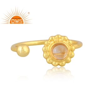 Latest Handmade Design 18K Gold Plated Natural Citrine Gemstone <b>Adjustable</b> <b>Ring</b> Custom Jewelry Manufacturer - Product Image 3