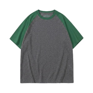 High Quality Polyester/Cotton Oversized Raglan T-Shirt Puff Printed <b>Back</b> Logo Crewneck Streetwear Unisex Regular Fit Breathable - Product Image 1