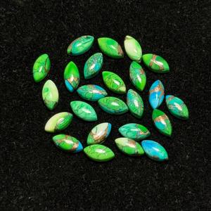 AAA + tamaño personalizado de alta calidad corte ovalado 4mm Pavo Real Natural cobre Kingman turquesa cabujón joyería de piedras preciosas verdes sueltas - Product Image 5