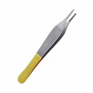 Pinzas Adson, pinzas de agarre dorado, Clip recto, instrumentos quirúrgicos, uso médico, acero inoxidable con logotipo personalizado, venta al por mayor - Product Image 1