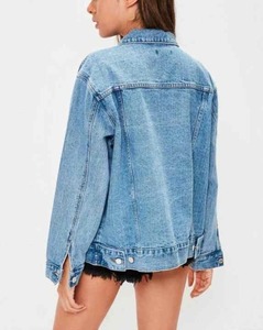 Vestes en jean longues bleu surdimensionné de haute qualité Veste en jean pour femmes en détresse Vente en gros Vestes en jean Fournisseurs - Product Image 4