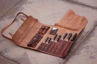 Kit de herramientas para viaje, herramientas profesionales multifunción hechas a mano, cuero genuino, venta al por mayor