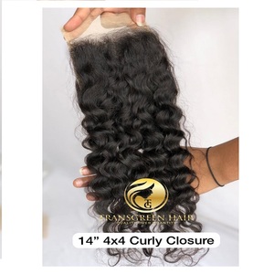 Qualité de gros 100% brut non transformé temple indien vierge 4x4 naturel frisé 14 "HD dentelle fermeture extension de cheveux fournisseur indien - Product Image 1