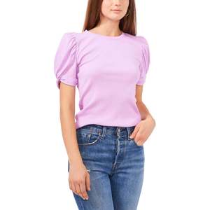Maglione Casual da Donna con Decorazione Arricciata, Colore Viola, Taglia M, Collo a Costine, Lavorazione a Maglia con Motivo Stampato - Product Image 1