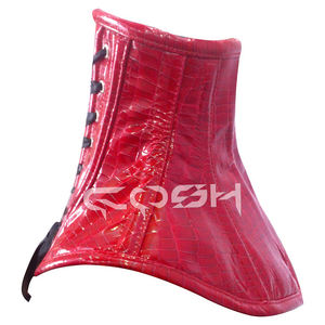 Corset de cou en cuir rouge effet crocodile avec armatures en acier - Product Image 4