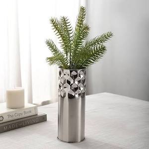 แจกันดอกไม้ทรงกลมทำจากอะลูมิเนียมและสแตนเลส แจกันตั้งโต๊ะสำหรับตกแต่งบ้าน โรงแรม ร้านอาหาร - Product Image 1