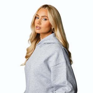 Survêtement pour femme en molleton gris chiné, coupe ample et décontractée, logo de marque personnalisé, 65% coton, 35% polyester - Product Image 4