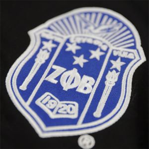 ZPB Sweatshirt - <b>Black</b> 100% Cotton <b>Fleece</b> Zeta Phi Beta Sweatshirt with Team Logo Chenille Embroidery Sorority Gear - Product Image 4