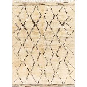 Alfombra de Lana Anudada a Mano Zuri Gold Paem-359, Diseño Geométrico Clásico, Rectángulo Grande para Uso en el Hogar, para Sala de Estar o Dormitorio - Product Image 1