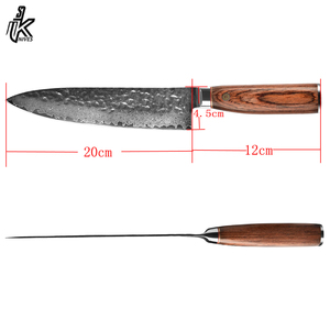 Couteau de cuisine multifonctionnel de 8 pouces en acier damas japonais coupe pêche viande couteau de chef de cuisine - Product Image 2