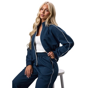 Conjunto de chaqueta y pantalones de chándal holgados de alta calidad para mujer al por mayor personalizado | Servicio OEM - Product Image 4
