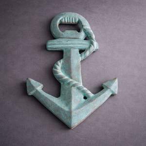 Décapsuleur en fonte en forme d'ancrage, design nautique vintage, fixation murale, finition résistante à la rouille, idéal pour la maison, le bar, la cuisine et la décoration - Product Image 1