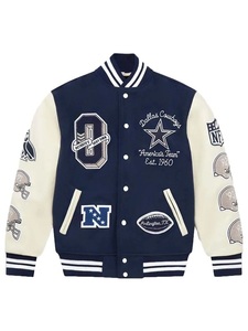 Chaqueta Varsity Personalizada 100% OEM para Hombre, para Invierno y Otoño, Bordada y de Talla Grande, con Mangas de Cuero PU - Product Image 4