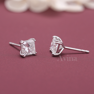 IGI Certified Lab Grown Diamond Princess Cut Stud <b>Earrings</b> S925 Sterling Silver Square Solitaire Diamond <b>Earrings</b> - Product Image 5