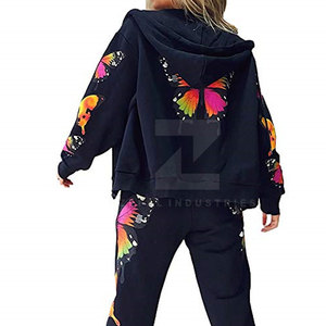 ชุดวอร์มผู้หญิงผ้าฝ้าย100% มีฮู้ดเป็นมิตรต่อสิ่งแวดล้อมชุดวิ่งจ๊อกกิ้งเสื้อแขนยาวดีไซน์ล่าสุด - Product Image 6