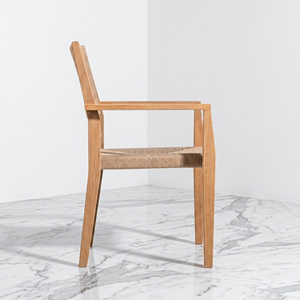 Fauteuil en corde tressée, chaise de salle à manger en teck, design scandinave, fournisseur de meubles sur mesure pour l'hôtellerie, les hôtels, les restaurants - Product Image 3
