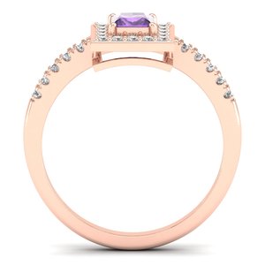 REYES Fabricante Sólido 14K Oro Rosa Diamante Anillos de compromiso Clásico Amatista Piedra preciosa Regalo de aniversario Joyería fina - Product Image 4