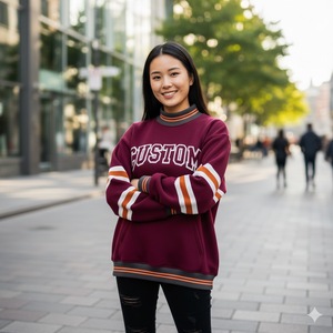 เสื้อสเวตเชิ้ตพิมพ์ลายลำลองสำหรับฤดูหนาว สไตล์นักศึกษาหญิง คอเต่า ทรงโอเวอร์ไซส์ ผ้าฟลีซ ระบายอากาศได้ดี เป็นมิตรกับสิ่งแวดล้อม - Product Image 2
