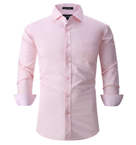 Camisas de vestir para hombre, camisa de vestir de poliéster básica de alta calidad de diseñador para hombre, ropa de trabajo, manga larga de negocios, estampado de botones para hombre - Product Image 3