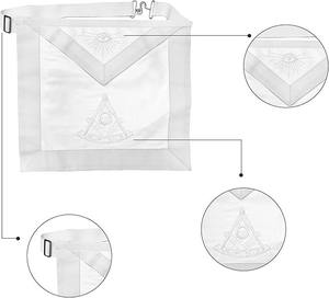 Past Master Mason white Apron Hand Embroidered with Square & Compass 100% Lambskin Masonic Apron - Product Image 6