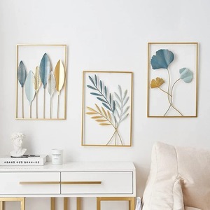 Vente en gros Ensemble d'art mural moderne en métal, tenture murale décorative 3D à la feuille d'or pour le salon, la chambre à coucher et la décoration de luxe de la maison - Product Image 5