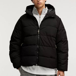 New Arrival Custom Men's Warm Winter <b>Quilted</b> Puffer Jacket Windbreaker Padded <b>Thick</b> Black Hooded Outwear Bubble Men's Jackets - Product Image 1