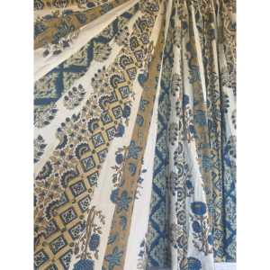 Falda cruzada acampanada con paneles y estampado a mano, talla grande, de algodón tejido transpirable tipo denim para danza del vientre - Ajrakh Stone - Product Image 2