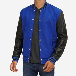 Chaqueta de cuero con letras y cuello levantado ajustada de alta calidad para hombre, diseño universitario de béisbol liso informal, mangas en blanco para invierno - Product Image 5