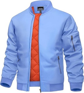 Men's Casual Windproof Bomber Jacket Full Zip Winter Warm <b>Padded</b> Coat with V-<b>Neck</b> Closure - Product Image 1