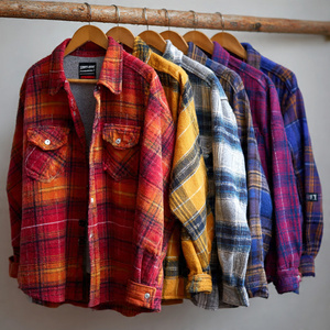 เสื้อเชิ้ตผ้าสักหลาดลายสก็อตแบบมีกระเป๋าหน้าอกสำหรับผู้ชาย สไตล์สตรีทแวร์ เสื้อเชิ้ตผ้าสักหลาดฤดูหนาวทรงหลวมสำหรับผู้ชาย - Product Image 2