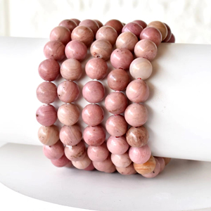 Attractive Pattern Pink Color Healing 7.5in Rhodochrosite Round Gemstone Hand <b>Beaded</b> <b>Bracelet</b> for Meditation at Best Price - Product Image 1