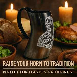 Authentique chope à bière médiévale de 24oz véritable tasse à corne à boire Viking classique Jarl de Noël tasse polie/Stein - Product Image 2