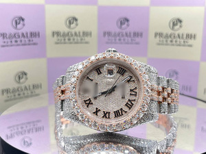 นาฬิกาเพชรโมอิสแบบอัตโนมัติสำหรับผู้ชายสไตล์ฮิปฮอปหน้าปัดขนาดใหญ่สุดหรูหน้าอกลงเครื่องประดับเพชรสแตนเลสตามสั่ง - Product Image 6