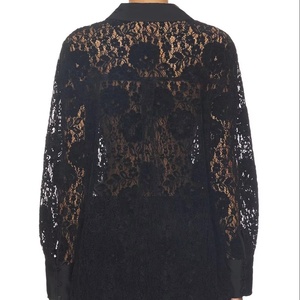 Women's Korean Style Floral Crop <b>Top</b> Button Down Long Sleeve Shirt Summer Nylon Polyester Formal Casual Party OEM Wholesale - Product Image 3