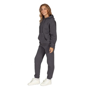 Nueva llegada Mujeres Chándal Elegante Negro Gris Algodón Poliéster Traje a granel Venta al por mayor Etiqueta privada Gimnasio Fitness y Streetwear - Product Image 3