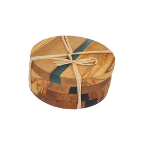 Classic Round <b>Wood</b> <b>Coaster</b> With Magenta Resin Usage Hotel Room Restaurant Office Modern <b>Coasters</b> Hot Selling Make in India 2023 - Product Image 2