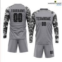 Uniforme de Fútbol Personalizado con Transferencia Térmica en Gris y Negro-Camuflaje, Logotipo Personalizado, Nombre del Equipo, Cuello Transpirable, Unisex para Adultos