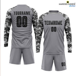 Maillot d'uniforme de football gris noir-camouflage personnalisé avec tissu personnalisé Maillot de football unisexe adulte à domicile - Product Image 3