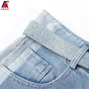 Short d'été en jean taille moyenne pour femmes, respirant, décontracté, boutonné, coupe régulière - Product Image 3