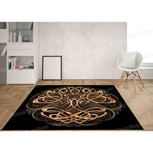 Tapis imprimé Arbre de Vie, carré, doré, décoration moderne pour la maison, tapis doux non tissé - Product Image 2