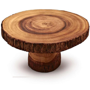 Base para Pastel Redonda de Madera Hecha a Mano, Ecológica, Apta para Lavavajillas, con Acabado en Nogal, para Bodas, Fiestas, Uso en Hoteles, Artesanía Saniya - Product Image 6