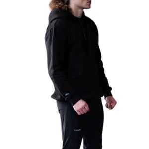 Sweat à capuche gaufré de qualité supérieure pour hommes Noir lourd 100% coton Coupe décontractée Design minimaliste avec cordons à bout ciré - Product Image 6