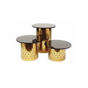 Ensemble de présentoirs à gâteaux en métal et en verre faits à la main de 3 tailles différentes pour le service de desserts au prix le plus bas - Product Image 5