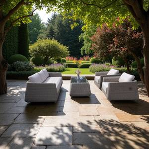 ชุดเฟอร์นิเจอร์หวายเทียม PRSF-TP3หวายโพลีหวายกันน้ำสำหรับลานบ้านพักผ่อนกลางแจ้งที่นั่งรูปพระจันทร์ออกแบบให้เป็นรูปพระจันทร์สำหรับห้องนั่งเล่น - Product Image 1